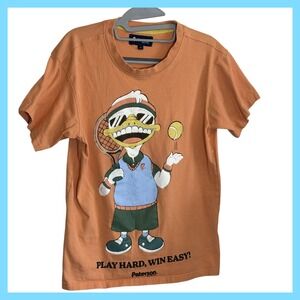 Paterson Made For Play Orange Duck Tennis Graphic T-Shirt Mens Small P70 Cotton